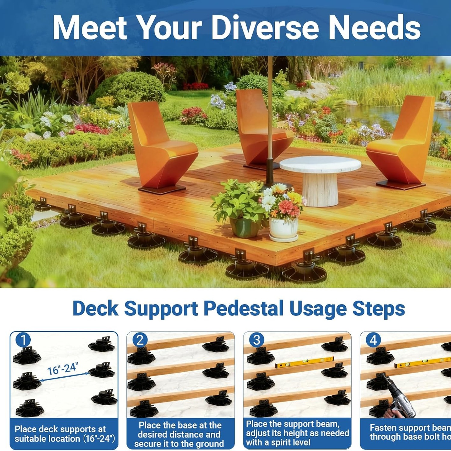 Adjustable Deck Pedestals 12 Pack (30-60mm): image 4